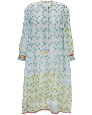 Injiri Trumpet Midikleid Mit Polka Dots - Blau