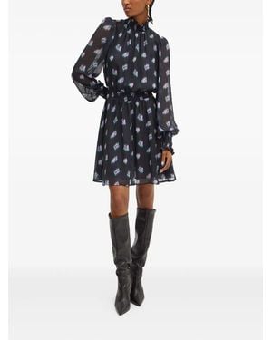 Silvian Heach Floral Smocked-Waist Dress - Black