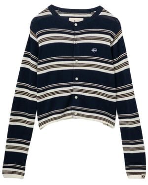 AAPE BY A BATHING AP Striped Buttoned Cardigans - Blue