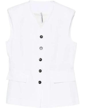 Liviana Conti Button-Up Sleeveless Waistcoat - White