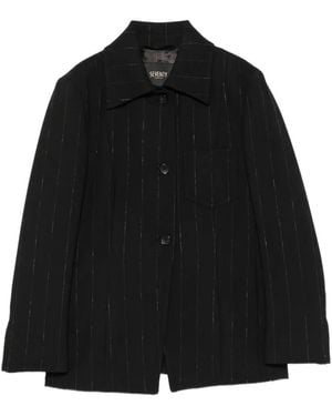 Seventy Pinstripe-Print Chest-Pocket Jacket - Black