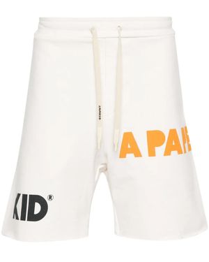 A PAPER KID Shorts Sportivi Con Stampa - Bianco