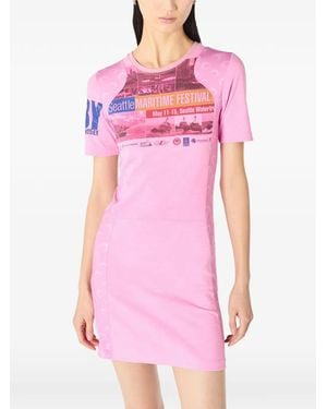 Marine Serre Upcycled Jersey Fitted Mini Dress - Pink