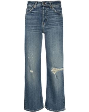 Nili Lotan Distressed Cropped Flared Jeans - Blue