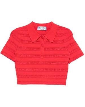 Blugirl Blumarine Crochet-Detail Polo Top - Red