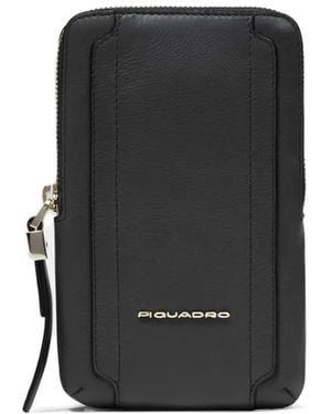 Piquadro Logo-Plaque Phone Holder - Black