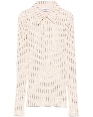 The Attico Rhinestone-Embellished Polo Shirt - White