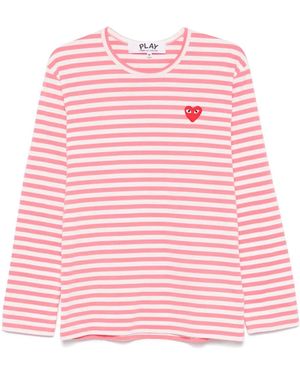 COMME DES GARÇONS PLAY ストライプ Tシャツ - ピンク