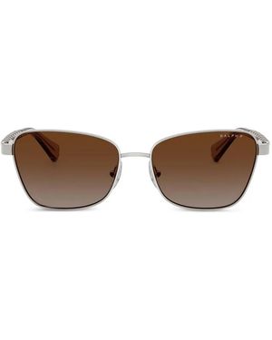 Polo Ralph Lauren Shiny Woven Square-Frame Sunglasses - Metallic