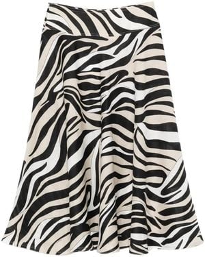 Marella Zebra Print Midi Skirt - Black