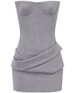 Alex Perry Cupped Draped Mini Dress - Gray