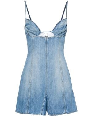 Nensi Dojaka Godet-Design Denim Mini Dress - Blue