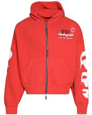 RIVINGTON roi Rebis Logo-Print Zip-Up Hoodie - Red
