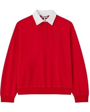 Ganni Poloshirt Mit Herz-Stickerei - Rot