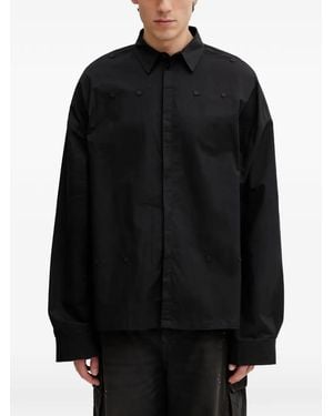 HELIOT EMIL Falerae Button-Detail Long-Sleeve Shirt - Black