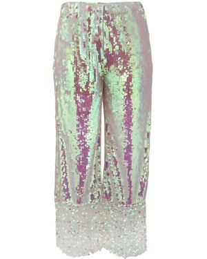 Circus Hotel Pantalon Droit Crop À Sequins Brodés - Gris