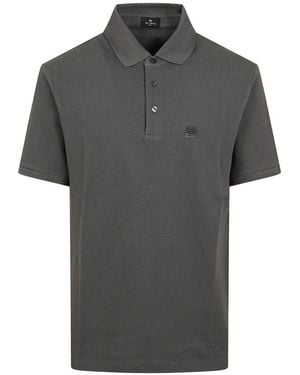 Etro Polo En Piqué À Logo Brodé - Gris