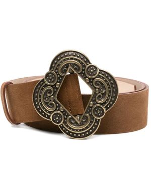 Ba&sh Binta Ornate-Buckle Suede Belt - Brown