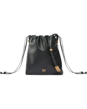 Pinko Bolso Satchel Con Detalle Del Logo - Negro