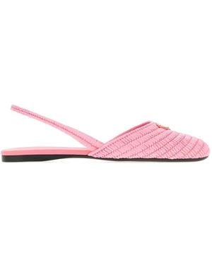 Prada Woven Slingback Mules - Pink