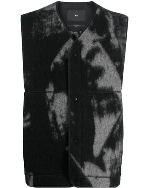 Y-3 Graphic-Print Wool-Blend Gilet - Black