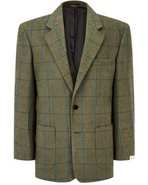 MAN ON THE BOON. Check Buttoned Blazer - Green