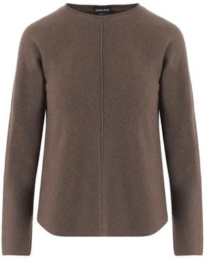 Giorgio Armani Seam-Detail Jumper - Brown