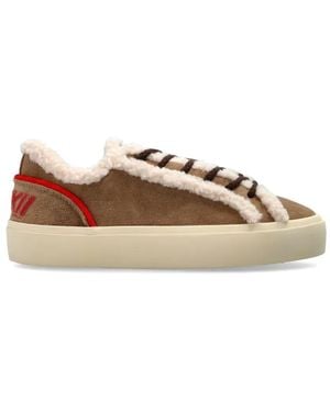 Inuikii Lila Shearling Lace Up Shearling-Trim Trainers - Brown