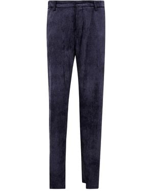 Emporio Armani Striped Corduroy Trousers - Blue