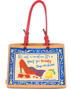 Brigitte Bardot Hand-Painted Rope-Handle Bag - Red