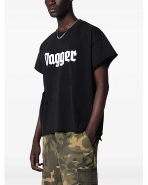 DAGGER Alles Gute Shrunk Ts Distressed Logo-Print T-Shirt - Black