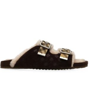 Burberry Urchin Sandalen Mit Shearling - Schwarz