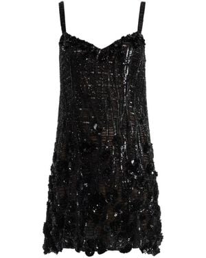 Elie Saab Robe Courte À Perles Brodées Et Sequins - Black