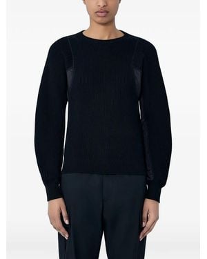 Moncler Ribbed Contrast-Panel Jumper - Blue