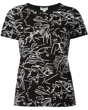 KENZO Contrast Sketch Face T-shirt - Black