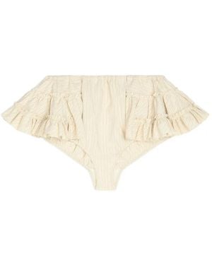 Dries Van Noten Ruffled Micro Shorts - Natural