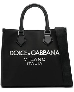 Dolce & Gabbana Canvas-Handtasche Mit Logo-Prägung - Schwarz