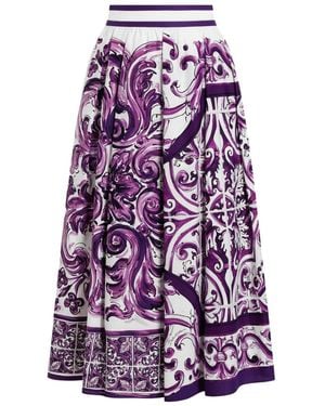Dolce & Gabbana Majolica-Print Pleated Skirt - Purple