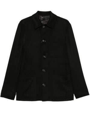 Canali Cashmere Button-Up Jacket - Black