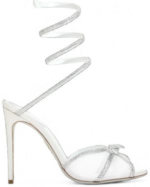 Rene Caovilla Cleo Crystal-Embellished Bow Sandals - White