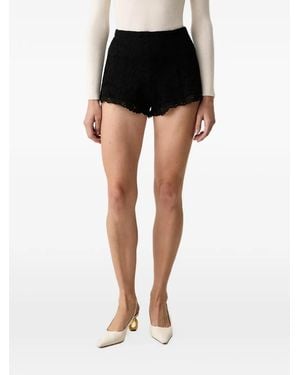 Charo Ruiz Novi Lace-Overlay Shorts - Black