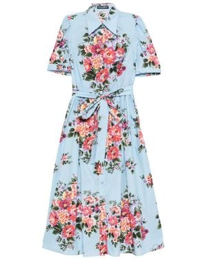 Dolce & Gabbana Cotton Dress With Floral Motif - White