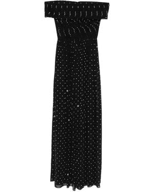 Elie Saab Polka-Dot Off-Shoulder Maxi Dress - Black