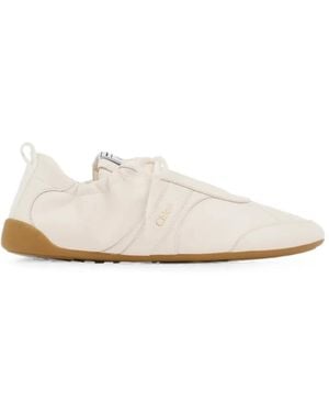 Chloé Logo-Print Lace-Up Sneakers - White