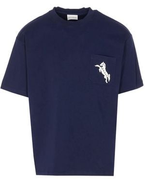Drole de Monsieur Horse-Print Pocket T-Shirt - Blue