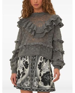FARM Rio Ruffle-Detail Sweater - Grey