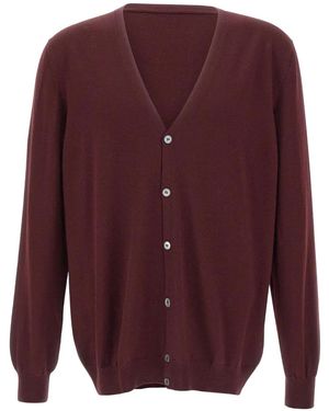 Gran Sasso V-Neck Button-Up Cardigan - Purple
