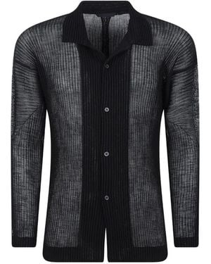 Homme Plissé Issey Miyake Rustic Mesh Pleated Semi-Sheer Shirt - Black