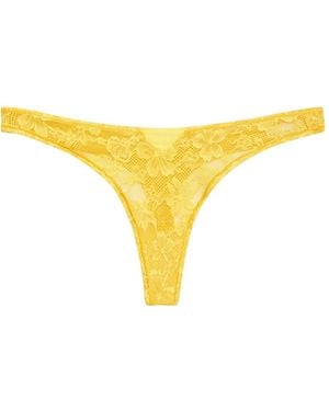 Fleur du Mal Le Stretch Lace Thong - Yellow