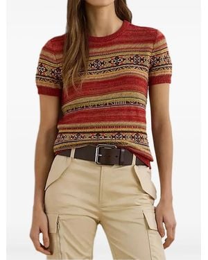 Ralph Lauren Trui Met Korte Mouwen En Geo-Streep - Rood
